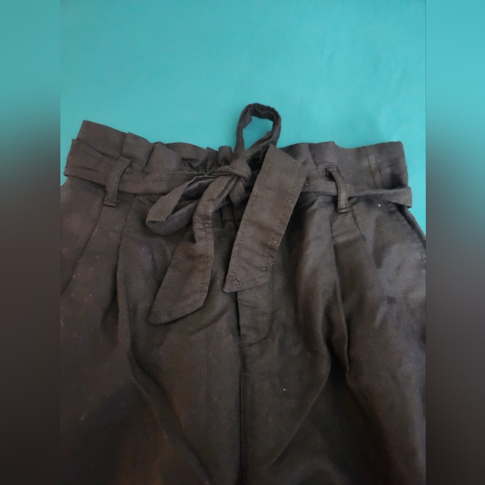 Black Paperbag Waist Shorts